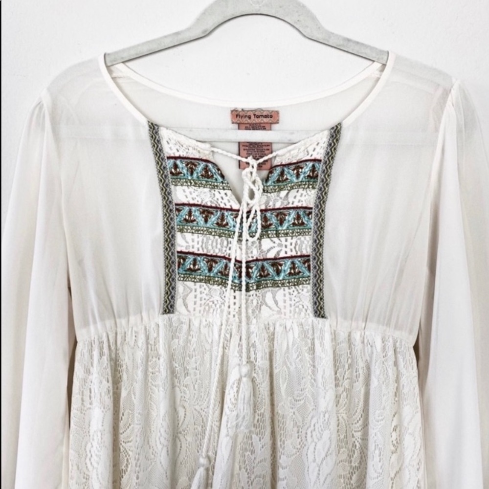 Flying Tomato Boho Cream Dress Size S - Picture 3 of 6